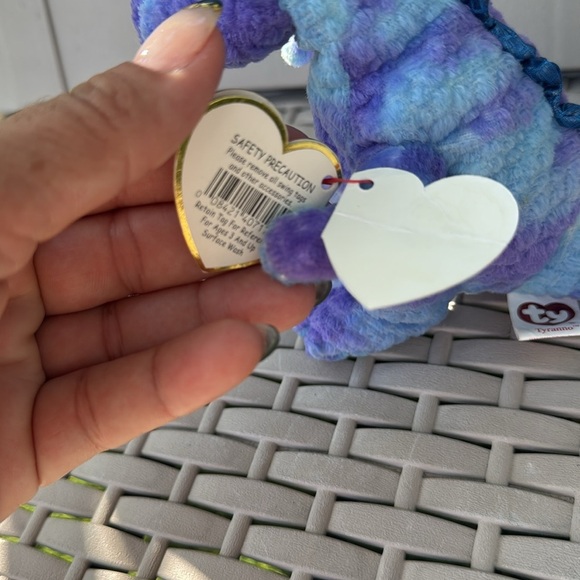 Ty Beanie Babies Blue and Purple Dinosaur Plush - Picture 3 of 4